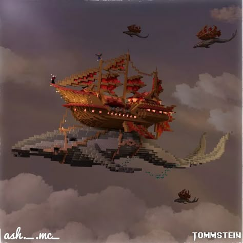 Floating Island Base Minecraft, Whale Minecraft Build, Really Cool Minecraft Builds, Minecraft Pirate Ship Tutorial, Minecraft Octopus Build, Ancient Minecraft Builds, One Piece Minecraft Builds, Pirate Minecraft Builds, Minecraft Boat Build