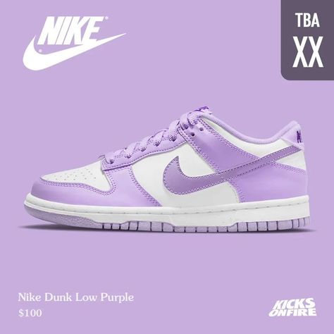 Cool Purple Sneakers, Basketball Shoe Outfits Women, Nike Purple Shoes, Lavender Dunks, Light Purple Dunks, Repunzle Quinceanera, Nike Dunks Purple, Dunks Purple, Womens Dunks