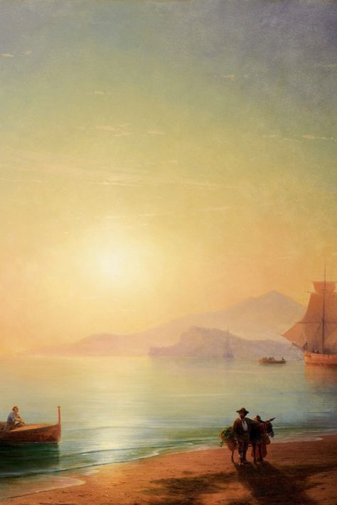 Ivan Aivazovsky, Bay Of Naples, Marine Art, Surrealism Painting, Art Auction, Beautiful Scenery, Art Vintage, Naples, Classic Art