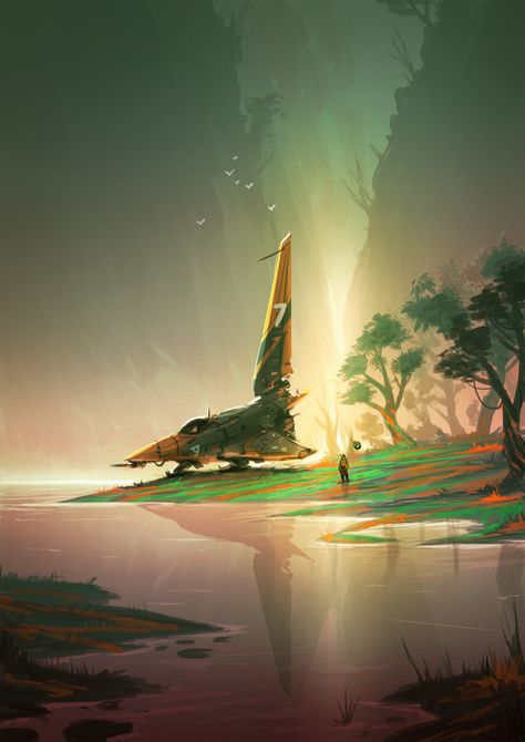 ArtStation - Stream Sketch, Beau Lamb No Mans Sky, Sci Fi Landscape, Sci Fi Spaceships, No Man's Sky, Science Fiction Art, Sky Art, Environment Design, Environment Concept Art, Environmental Art