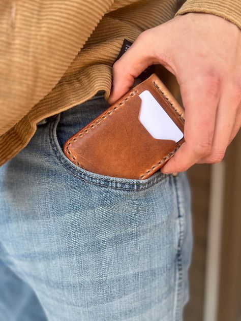 Money Clip Leather Wallet Leather Money Clip, Leather Money Clip Wallet, Leather Money Clips, Man Crafts, Front Pocket Wallet, Handmade Leather Wallet, Clip Wallet, Leather Wallets, Money Clip Wallet