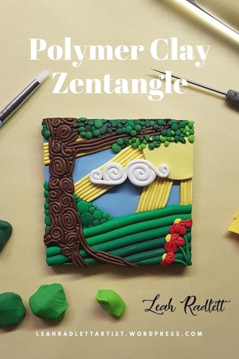 Polymer Clay Painting On Canvas, Polymer Clay On Canvas, Overlapping Art, Clay Painting, Polymer Clay Painting, Terrarium Ideas, Mixed Media Crafts, Poly Clay, Clay Craft