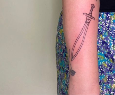 Percy Jackson’s sword Riptide tattoo! Riptide Tattoo Percy Jackson, Percy Jackson Trident Tattoo, Riptide Tattoo, Riptide Wallpaper, Riptide Percy Jackson Drawing, Riptide Lyrics, Percy Jackson, Tatting, Tattoo Ideas