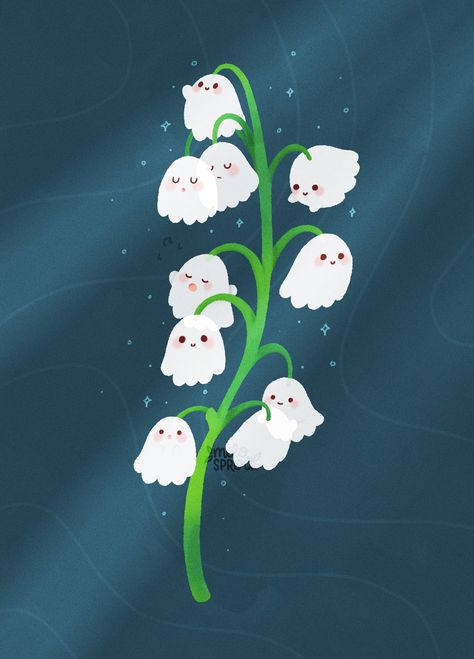 melosprout on Twitter: "Ghosts of the Valley 💕… " Ghost Plant, Ghost Drawing, Lily Of The Valley Flowers, Cute Funny Pics, Phone Wallpaper Patterns, Illustrator Tutorials, Cute Wallpaper Backgrounds, Cute Ghost, Lily Of The Valley