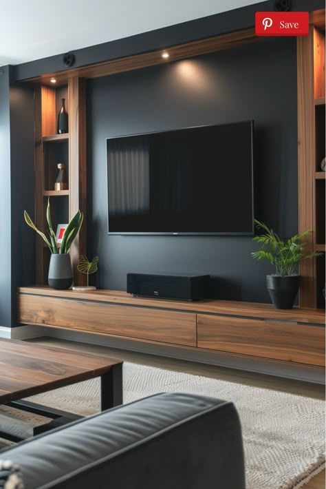 Tv Wall Ideas, Modern Tv Wall, Entertainment Wall, Flat Screen Tv, Apartment Living Room Design, Accent Walls In Living Room, Living Room Design Inspiration, Tv Wall Design, Small Apartment Living