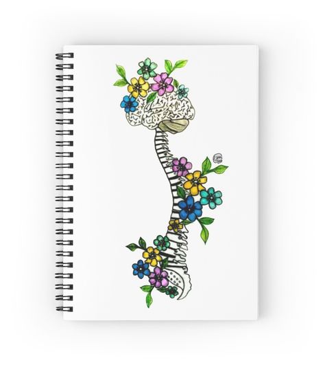 Vertebral Column, Floral Drawing, Spiral Notebooks, The Brain, A Journal, Spiral Notebook, Skeleton, Brain, Notebook