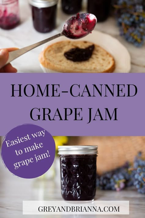 Grape Jam Recipe Homemade, Grape Jelly Recipe No Pectin, Grape Jam Recipe No Pectin, Grape Jam Recipe, Grape Juice Recipe, Homemade Grape Jelly, Concord Grape Jelly, Pectin Recipes, Concord Grapes