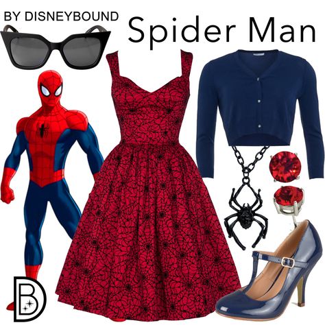 DisneyBound Marvel Bounding Outfits, Marvel Dapper Day Outfits, Spider Man Disneybound, Spiderman Disneybound, Superhero Inspired Outfits, Spider Man Dress, Marvel Disneybound, Marvel Inspired Outfits, Disneybound Outfits