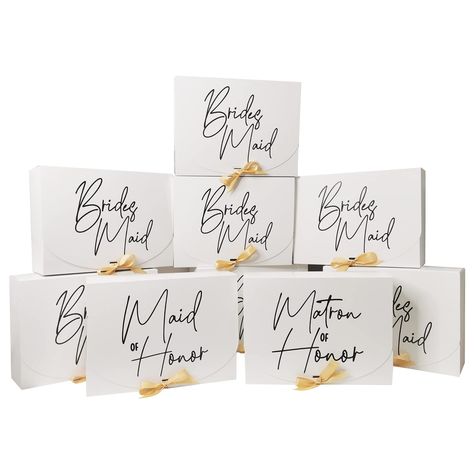 PRICES MAY VARY. 【3 Types Bridesmaid Box】Set of 10 bridemaid propsal box peacock includes 8 for Bridesmaids, 1 for Maid of Honor, and 1 for Matron of Honor 【Hold Various Gifts】Comes with 10 bridesmaid gift box with gold ribbons,7.8×10.6×3.1 inches/20×27×8cm, proposal box can easily accommodate heavier gifts such as a bottle of champagne, glassware, bridal gifts and more 【High Quality Gift Boxes】The bridesmaid boxes for proposal is made of high-quality 360g/m² high-quality kraft paper, thick, not White Proposal, Bridal Gift Box, Box Bridesmaid, Maid Of Honor Proposal, Bridesmaid Boxes, Matron Of Honor, Gift Card Boxes, Bridesmaid Gift Boxes, Bridesmaid Box