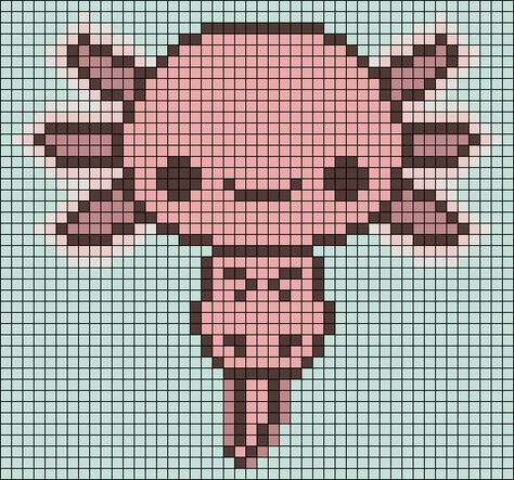 Axolotl Alpha Pattern, Axolotl Pixel Art, Graph Patterns, Neko Atsume, Tapestry Crochet Patterns, Pixel Art Pattern, Minecraft Ideas, Crochet Tapestry, Alpha Pattern