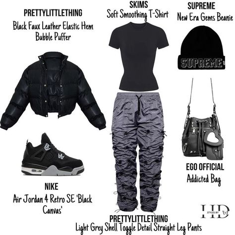 Jordan 4 Black Canvas Outfit Ideas, Black Canvas Jordan 4 Outfit Women, Outfits With Black Canvas 4s, Black Canvas 4s Outfit Women, Black Canvas Outfit Women, Black Cat Outfit Ideas, Outfit Ideas With Jordan Retro 4, Black Cat Jordan 4 Outfit Women, Black Canvas Jordan 4 Outfit