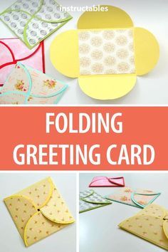 Folding Greeting Cards, How To Make Greeting Cards, Card Folding Techniques, Paper Folding Crafts, Folding Techniques, Homemade Greeting Cards, Vintage Birthday Cards, Card Folds, Handmade Envelopes