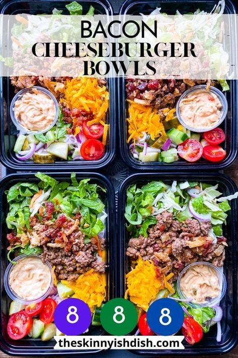 Blt Meal Prep, Lunch Bowl Prep, Meals With Pico De Galo, Easy Food Prep Meals Healthy, Lunch Meal Prep For Diabetics, Burger Meal Prep Ideas, Ladies Brunch Aesthetic, Cheeseburger Meal Prep, Bariatric Meal Prep Recipes