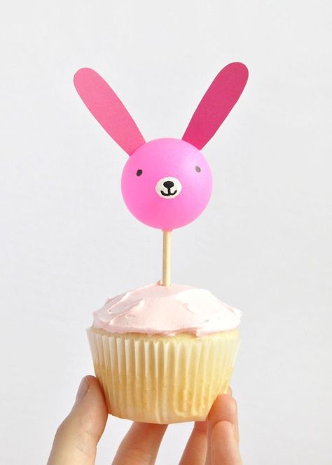 Ping Pong Bunny Cupcake Toppers Bunny Cupcake Toppers, Painted Easter Baskets, Easter Cupcakes Easy, Bunny Cupcake, Childrens Parties, Diy Bunny, Vegan Easter, Adorable Bunnies, Bunny Cupcakes