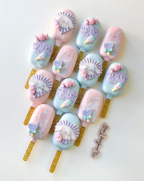 Wondrous Treats | 🍭Marilyn’s Cinnamoroll Cakesicles… | Instagram Sanrio Cake Pops, Cinamoroll Cake, Cinnamon Roll Birthday, Cinnamoroll Birthday Party, Cinnamoroll Cafe, Cinnamoroll Party, Cake Sicles, Candy Fruits, Party Snack Table