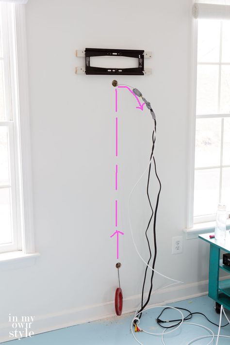 How-to-use-an-electrical-wire-snake and hide wires and cable Hide Tv Cords, Deco Tv, Tv Cords, Hide Cords, Hidden Tv, Hide Wires, Wall Mounted Tv, Mounted Tv, Home Repairs