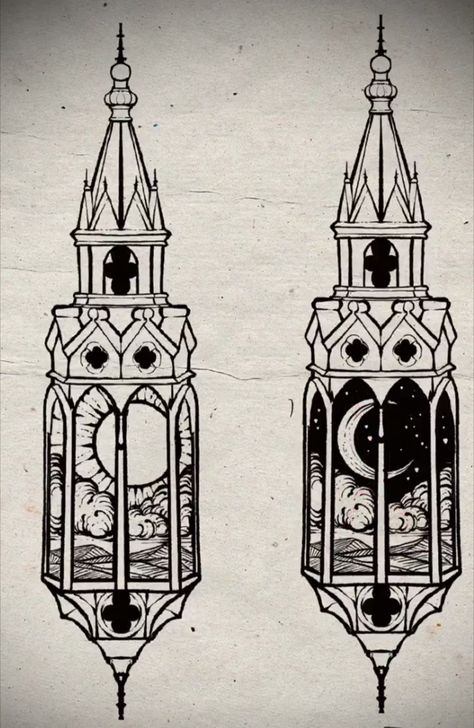 Gothic Tower Tattoo, Ornament Tattoos, Ink Journal, Castle Houses, Cathedral Tattoo, Gothic Tower, Tower Tattoo, Technology Design Graphic, Tarot Tattoo