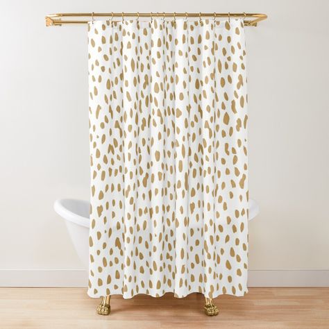 Polka Dot Shower Curtain, Pattern Shower Curtain, Gold Polka Dots, Patterned Shower Curtain, Curtains For Sale, Buy Gold, Dots Pattern, Dalmatian, Printed Shower Curtain