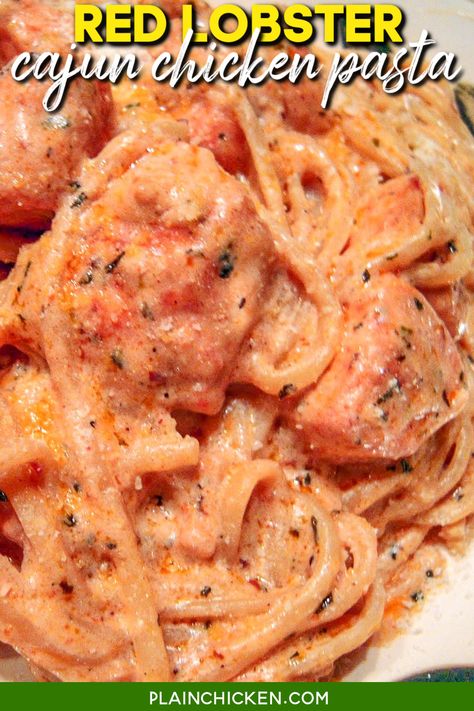 Red Lobster Cajun Chicken Pasta, Chicken Linguine, Creamy Cajun Chicken Pasta, Creamy Cajun Chicken, Red Lobsters, Cajun Chicken Pasta Recipes, Cajun Shrimp Recipes, Cajun Chicken Alfredo, Cajun Pasta