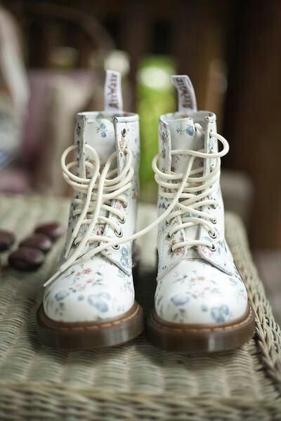 love these! Floral Combat Boots, Doc Martens Boots, Floral Boots, Doc Martens, Dr. Martens, Cute Shoes, Sock Shoes, Girly Things, Wedding Shoes