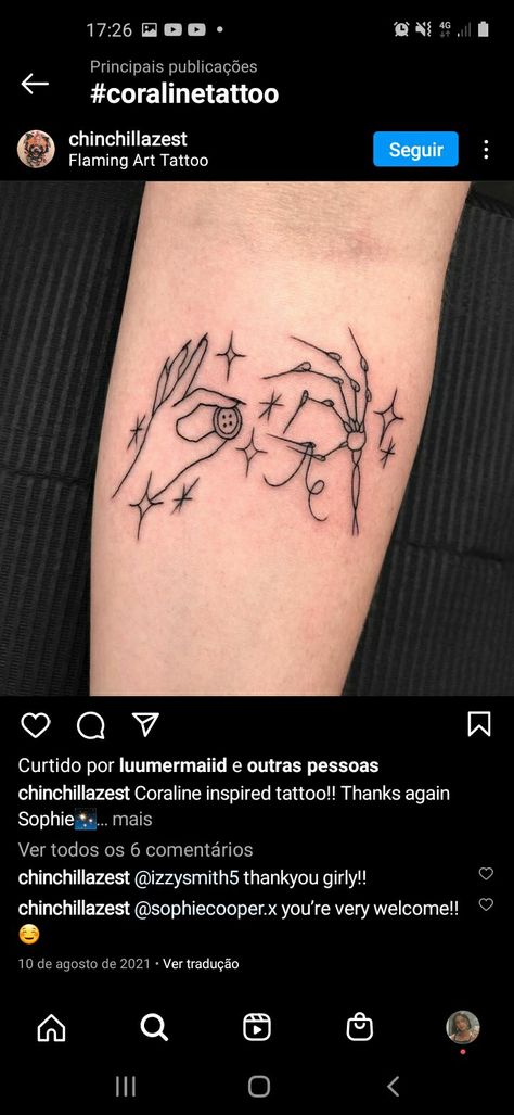 Tim Burton Fine Line Tattoo, Fine Line Coraline Tattoo, Coralline Tattoos Ideas, Tim Burton Flash Tattoo, Coraline Flash Tattoo, Caroline Tattoo, Coraline Tattoo Ideas, Ariel Tattoo, Coraline Tattoo