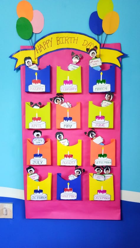 Birthday Chat Idea, Birthday Chat Idea For School, Bday Chart For Classroom, Creative Birthday Charts For Classroom, Birthday Charts For Kindergarten, Birthday Charts For Preschool, Creative Charts For Classroom Ideas, Birthday Chart For Preschool, Birthday Corner