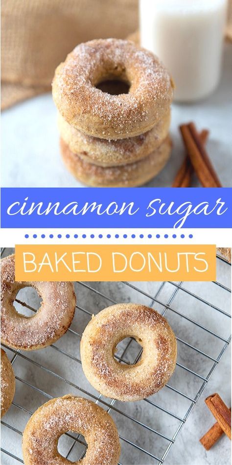 Homemade Baked Cinnamon Donuts are not only EASY to make, but they are ridiculously delicious! Cinnamon Donut Recipe, Easy Donut Recipe Baked, Homemade Baked Donuts, Cake Donuts Recipe, Easy Donut Recipe, Easy Donuts, Homemade Donuts Recipe, Baked Doughnuts, Healthy Donuts