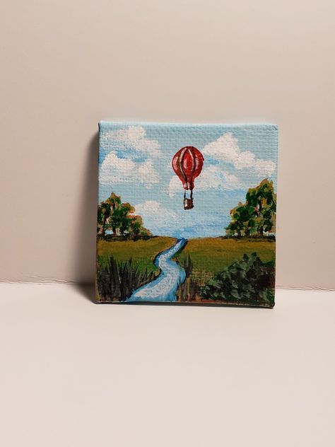 Tiny Canvases Paintings, Tiny Paintings Ideas, Small Painting Ideas Mini Canvas, Mini Canvas Ideas, Mini Acrylic Paintings, Camera Painting, Mini Landscape, Canvas Art Painting Acrylic, Paper Collage Art