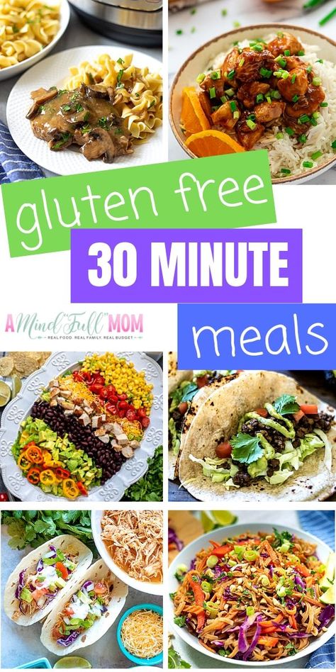 Gluten Free? Look no further for Easy Gluten Free Meals! These simple Gluten Free Recipes will be on the table in less than 30 minutes--and they don't require any specialty grocery items! These recipes will save you time and money and help make sticking to a Gluten Free Diet manageable! Quick Gluten Free Meals, Gluten Free Family Meals, Gluten Free Recipes For Kids, Gluten Free Dinner Easy, Gluten Free Main Dishes, Gluten Free Kids, Gluten Free Lunch, Gluten Free Recipes For Dinner, Free Meal Plans