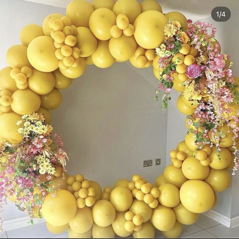 Balloons And Flowers, Engagement Balloons, Wholesale Decor, Sunflower Party, Yellow Balloons, Birthday Party Theme Decorations, Birthday Balloon Decorations, Balloon Backdrop, Balloon Flowers