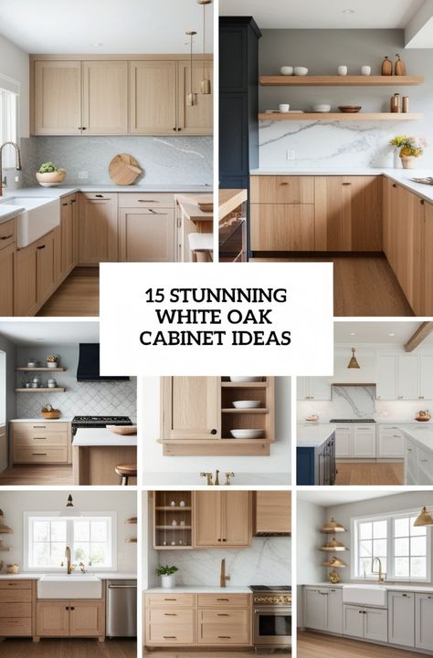 Transform your kitchen with these White Oak Kitchen Cabinet Ideas, featuring light wood finishes, earthy kitchen palettes, and minimalist cabinet pulls. Achieve a modern farmhouse or Scandinavian-inspired kitchen with stained oak cabinets, two-tone cabinetry, and soft-close drawers. Pair with quartz countertops, stone slab backsplashes, and brass hardware for a fresh, timeless feel. Get inspired to design your dream kitchen! ✨🏡 Stained Oak Cabinets, White Oak Kitchen Cabinets, Countertops Stone, Oak Kitchen Cabinet, Earthy Kitchen, White Oak Kitchen, Minimalist Cabinet, Oak Kitchen Cabinets, Kitchen Cabinet Ideas