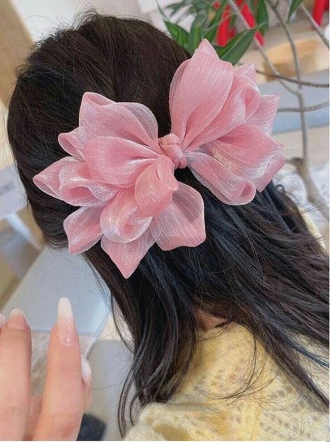 Hair Bow Design, Pink Prom Accessories, Cute Hair Accessories Aesthetic, Hair Decoration Accessories, Fabric Hair Accessories, Bows For Hair, Shein Accessories, Pink Hair Accessories, Designer Hair Accessories