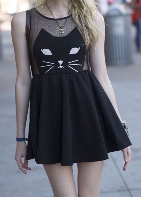 Little Black Cat Dress Cat Dress, Cat Fashion, Cat Dresses, Mode Inspo, Kitty Cat, Grunge Fashion, Cute Fashion, A Cat, A Black