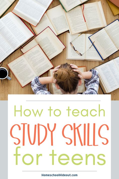 Teaching Study Skills for Teens - Homeschool Hideout Teaching Study Skills, High School Electives, Teen Study, Homeschool Middle School, High School Curriculum, How To Motivate, Study Techniques, Homeschool High School, Discipline Kids