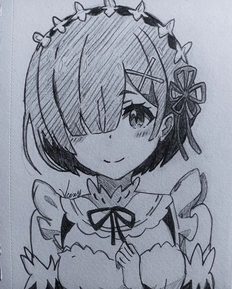 Character:Rem Anime: Re:Zero She's the cutest character from Re:Zero. I can't believe the author nerfed her so bad just for Emilia to shine as the main heroine #animeart #art #animedrawing #pencildrawing #drawing #draw #rem #rezero #rezerofanart Re Zero Drawing, Rem Drawing, Rem Fanart, Rem Rezero, Rem Re Zero, Re Zero, Anime Sketch, Cute Characters, To Shine