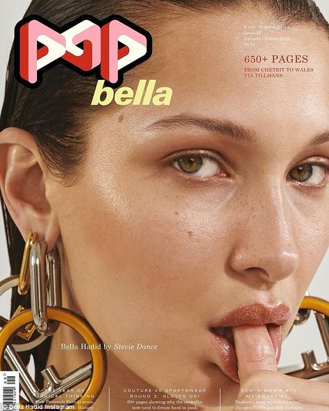 Cover shot: Bella Hadid, 21, seductively sucks on her finger and flaunts her naturally per... Henrik Purienne, Cara Taylor, Pop Magazine, Anja Rubik, Bella Bella, Cindy Kimberly, Magazine Editorial, Img Models, Karlie Kloss