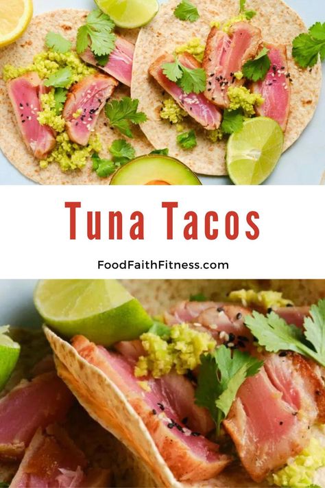 Dive into the delicious world of Tuna Tacos – a seafood sensation that's bursting with fresh flavors and zesty toppings. Our easy recipe is a quick and healthy twist on traditional tacos. Perfect for a light, satisfying meal that's sure to make your taste buds dance! Tuna Tacos Recipe, Ahi Tacos, Ahi Tuna Tacos, Tuna Fresh, Tuna Tacos, Seared Ahi Tuna, Ahi Tuna Steak, Taco Shell, Fresh Tortillas