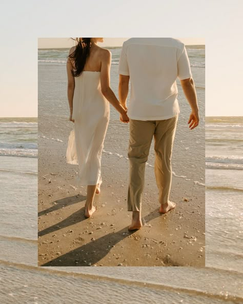 A very windy day turned into one of my fave engagement shoots 💍🌬️ Eric + Abby have the sweetest love and I am so happy I got to document this time for them!! Also isn’t her dress incredible!? There’s something about simplicity that is so elegant!! ✨ [beach engagement, engagement photos, St Pete beach photographer, st Pete photographer, Florida wedding photographer, beach engagement photos, documentary style photos, documentary photography] Engagement Shoot Beach Poses, Beach Engagement Shoot Ideas, Beach Prenup, Casual Pre Wedding Photoshoot, Beach Wedding Photoshoot, Couple Photoshoot Beach, Engagement Beach Photos, Korean Prewedding Photography, Pre Wedding Photoshoot Beach