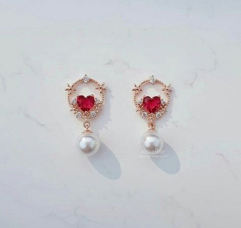 Red Earrings Aesthetic, Vj Collection, Red Jewellery, Earrings Aesthetic, Aesthetic Red, Love Spell, Diamond Jewelry Designs, Girly Accessories, Fancy Jewellery