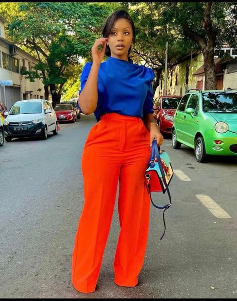 #fashion #fashionoutfits #trends #style Orange Pants Outfit, Fall Outfits 2014, Graduation Outfits For Women, Stylish Naija, Pants Outfit Fall, Not Giving Up, Colour Combinations Fashion, Color Combos Outfit, Color Blocking Outfits