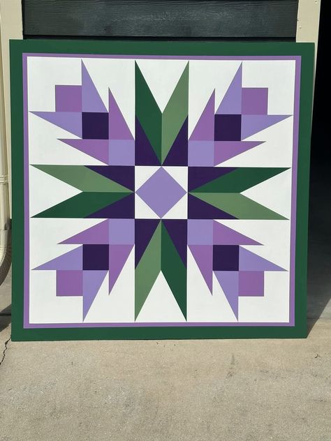 Barn Quilt Addicts | This was my first time painting this 4’x4’ Thistle Rose pattern Thistle Quilt Pattern, Thistle Quilt, Barn Quilt Designs, Time Painting, Barn Quilt, A Daughter, Barn Quilts, Surprise Gift, Rose Pattern