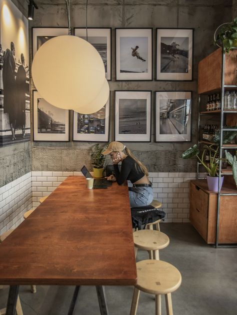 Unique Cafe Interior Design, Coffee Shop Flooring, Old Fashioned Coffee Shop, Cabin Coffee Shop, Groovy Coffee Shop, Mid Century Coffee Shop, Cosy Cafe Interior, Vintage Cafe Interior Design, Tiny Coffee Shop