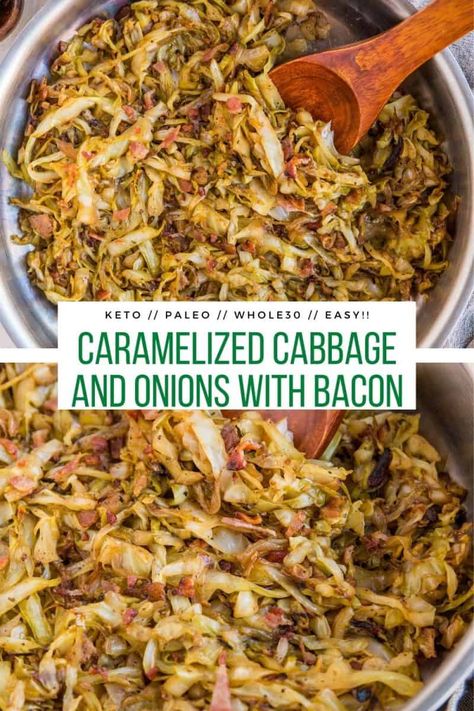 Caramelized Cabbage, Easy Cabbage Recipes, Cabbage With Bacon, Roasted Cabbage, Healthy Side Dish, Cabbage And Bacon, Cooking Bacon, Low Carb Sides, Low Carb Side Dishes