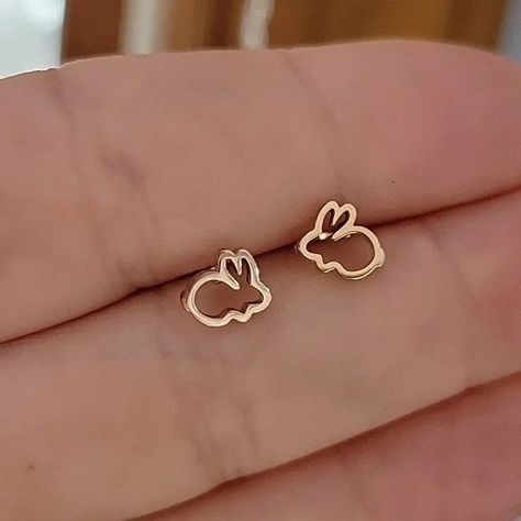 Rabbit Earring, Earrings Kids, Small Earrings Gold, Rabbit Earrings, Silver Birthday, Fancy Jewelry Necklace, Cute Stud Earrings, Bunny Earrings, Birthday Thanksgiving