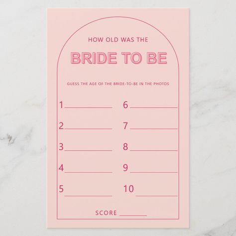 How Old Was The Bride Game, Hens Picnic, Pink Bridal Shower Ideas, Bride Games, Bride Shower Games, Bridal Shower Sweets, Bridal Shower Bachelorette Party Ideas, Bride Game, Holly Wedding