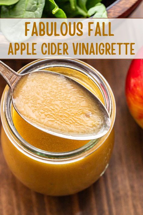 Apple cider vinaigrette is light, sweet, tangy, and perfect for fall salads! You only need a handful of ingredients to make it and it’s so much more flavorful than store bought vinaigrettes! Cranberry Apple Stuffing, Fall Apple Cider, Honey Lime Vinaigrette, Apple Stuffing, Fall Salads, Mexican Quinoa Salad, Apple Cider Vinaigrette, Cider Vinaigrette, Mexican Quinoa