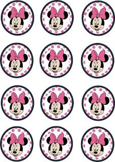 Edible Paper in Creatividades: MINNIE MOUSE PINK Minnie Mouse Printables, Γενέθλια Mickey Mouse, Minnie Mouse Cupcake Toppers, Mickey Mouse Cake Topper, Minnie Mouse Cupcake, Cupcakes Pink, Minnie Mouse Cupcakes, Birthday Minnie Mouse, Ideas Cupcakes