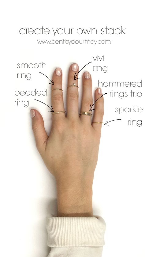 Rings Placement Hands, How To Wear Gold And Silver Rings Together, Ring Looks Multiple, How To Place Rings On Hand, Perfect Ring Stack, Style Rings Multiple, Wearing Multiple Rings On One Hand, How To Wear Lots Of Rings, How To Wear Stackable Rings