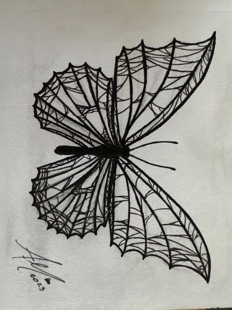 Butterfly With Spider Web Wings Tattoo, Cobweb Butterfly Tattoo, Spiderweb And Butterfly Tattoo, Butterfly Spider Web Tattoo, Spider Web Rib Tattoo, Goth Butterfly Drawing, Butterfly Spiderweb Tattoo, Spider And Butterfly Tattoo, Spiderweb Butterfly Tattoo