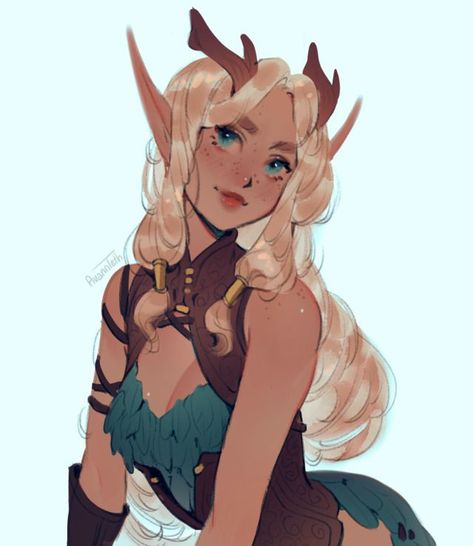 Tiefling With Antlers, D&d Oc, Cute Dnd Character, Dnd Races Character Design, Dnd Oc Art, Dnd Character Design, Dungeons And Dragons Characters, Dnd Art, D&d Dungeons And Dragons